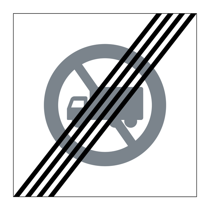 E21-6 Slut på område Förbud mot trafik med tung lastbil