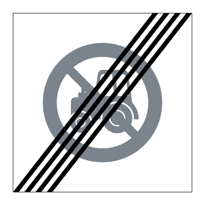 E21-7 Slut på område Förbud mot trafik med traktor och motorredskap klass II