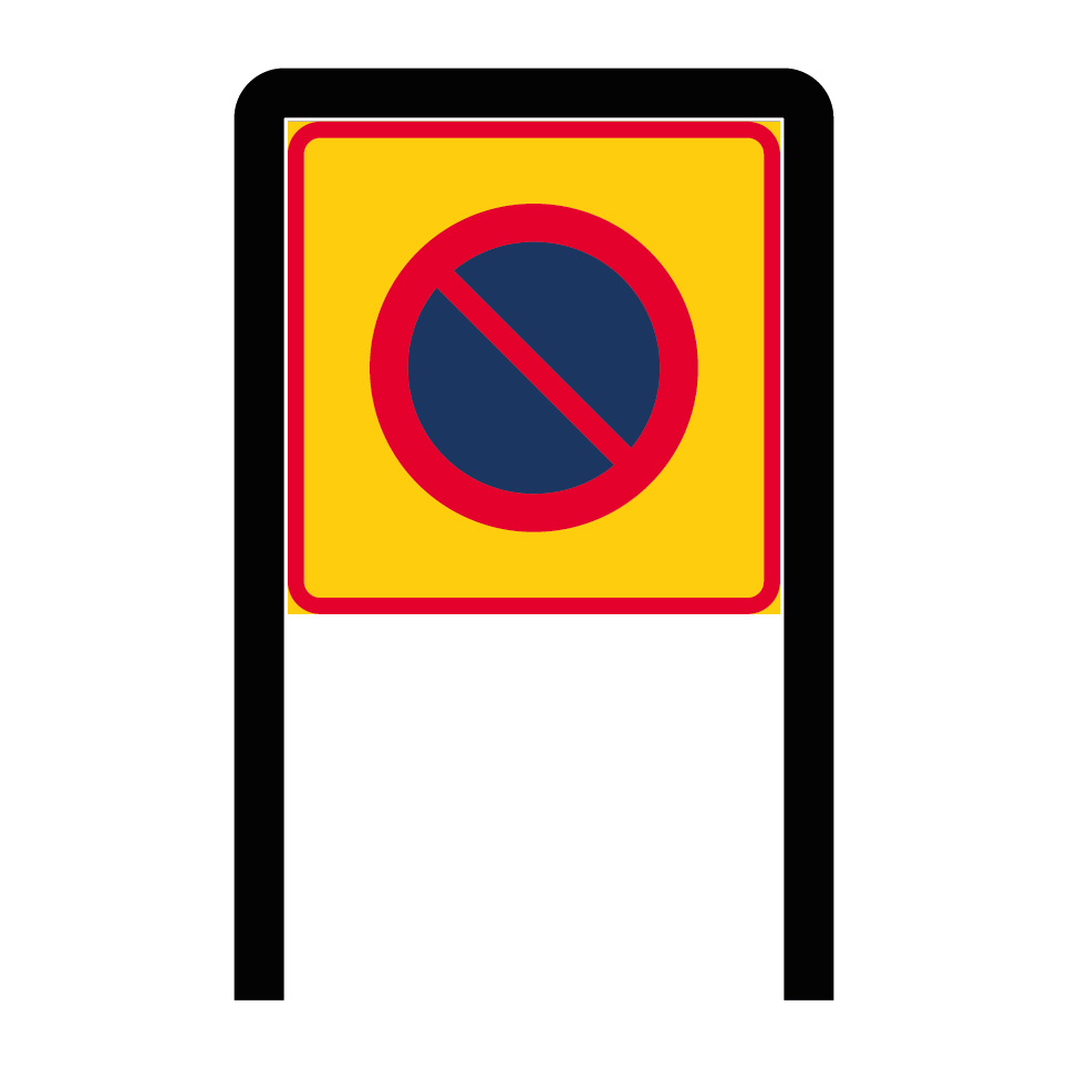 Skyltbåge - E20-1 Områdesmärke Förbud mot att parkera fordon