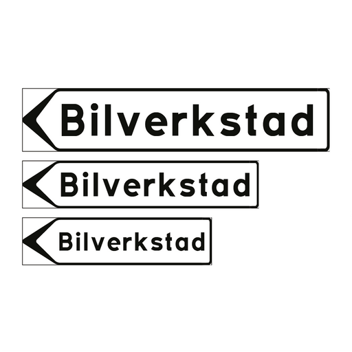 F5-4 Vägvisare inrättning: Bilverkstad & Bilverkstad & Bilverkstad & Bilverkstad & Bilverkstad