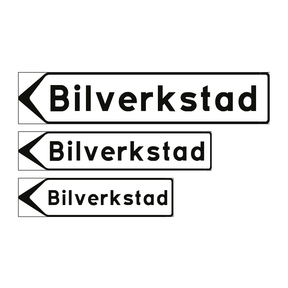 F5-4 Vägvisare inrättning: Bilverkstad & Bilverkstad & Bilverkstad & Bilverkstad & Bilverkstad