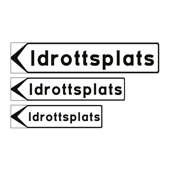 F5-4 Vägvisare inrättning: Idrottsplats & Idrottsplats & Idrottsplats & Idrottsplats