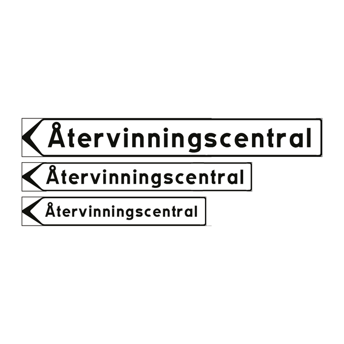 F5-4 Vägvisare inrättning: Återvinningscentral & Återvinningscentral & Återvinningscentral