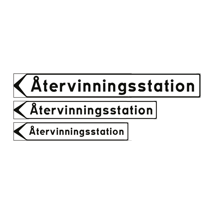 F5-4 Vägvisare inrättning: Återvinningsstation & Återvinningsstation & Återvinningsstation