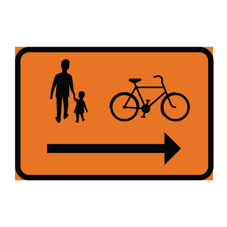 Gående och cyklister hänvisas till höger & Gående och cyklister hänvisas till höger