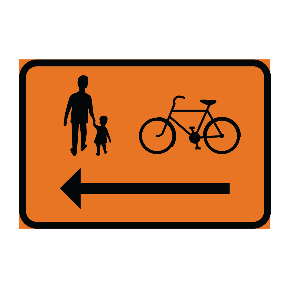 Gående och cyklister hänvisas till vänster & Gående och cyklister hänvisas till vänster