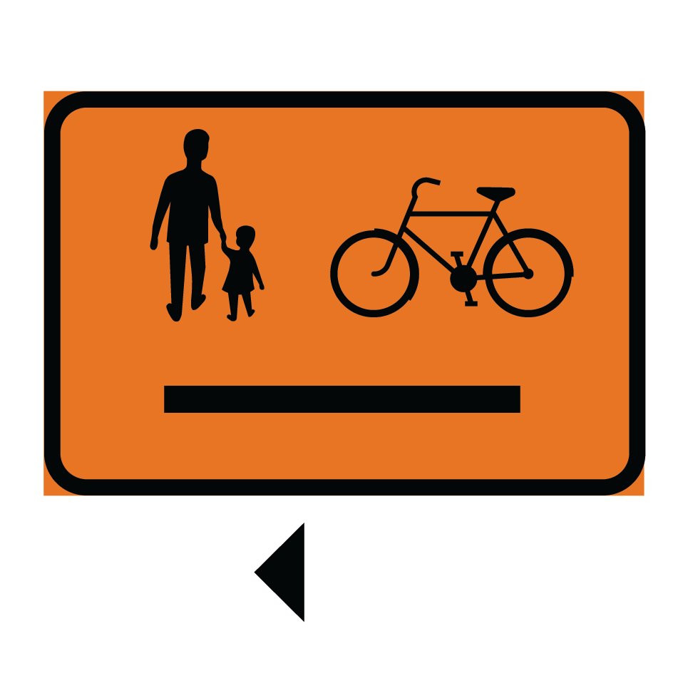 Gående och cyklister hänvisas till höger eller vänster